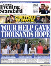 London Evening Standard () Newspaper Front Page for 1 January 2014