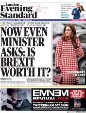 London Evening Standard () Newspaper Front Page for 1 February 2018