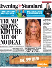 London Evening Standard () Newspaper Front Page for 1 March 2019