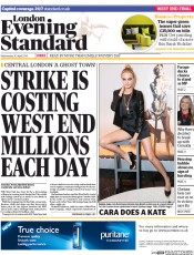 London Evening Standard () Newspaper Front Page for 1 May 2014