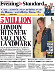 London Evening Standard () Newspaper Front Page for 1 May 2021