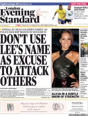 London Evening Standard () Newspaper Front Page for 1 June 2013