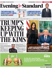 London Evening Standard () Newspaper Front Page for 1 June 2018