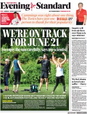 London Evening Standard () Newspaper Front Page for 1 June 2021