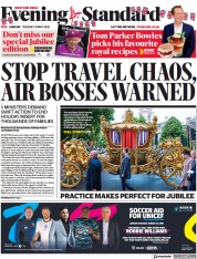London Evening Standard () Newspaper Front Page for 1 June 2022