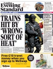 London Evening Standard () Newspaper Front Page for 1 July 2015