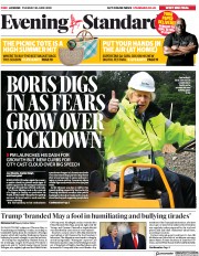 London Evening Standard () Newspaper Front Page for 1 July 2020