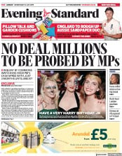 London Evening Standard () Newspaper Front Page for 1 August 2019