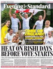 London Evening Standard () Newspaper Front Page for 1 August 2022
