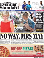 London Evening Standard () Newspaper Front Page for 1 September 2017
