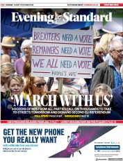 London Evening Standard () Newspaper Front Page for 20 October 2018