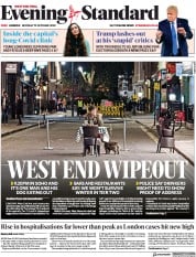 London Evening Standard () Newspaper Front Page for 20 October 2020