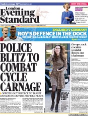 London Evening Standard () Newspaper Front Page for 20 November 2013