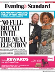 London Evening Standard () Newspaper Front Page for 20 November 2018