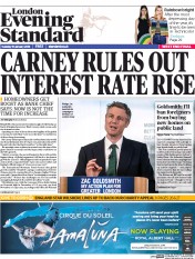 London Evening Standard () Newspaper Front Page for 20 January 2016