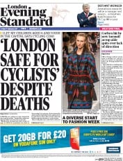 London Evening Standard () Newspaper Front Page for 20 February 2017