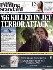 London Evening Standard () Newspaper Front Page for 20 May 2016