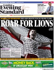 London Evening Standard () Newspaper Front Page for 20 June 2014