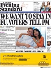 London Evening Standard () Newspaper Front Page for 20 June 2015