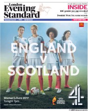 London Evening Standard () Newspaper Front Page for 20 July 2017