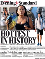 London Evening Standard () Newspaper Front Page for 20 July 2022