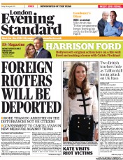 London Evening Standard () Newspaper Front Page for 20 August 2011