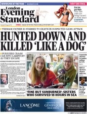 London Evening Standard () Newspaper Front Page for 20 August 2014