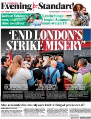 London Evening Standard () Newspaper Front Page for 20 August 2022