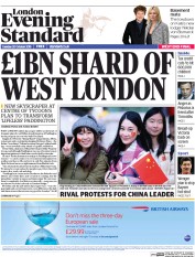 London Evening Standard () Newspaper Front Page for 21 October 2015
