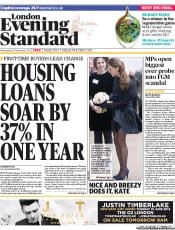 London Evening Standard () Newspaper Front Page for 21 November 2013