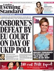 London Evening Standard () Newspaper Front Page for 21 November 2014