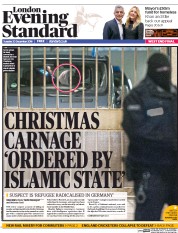 London Evening Standard () Newspaper Front Page for 21 December 2016