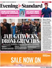 London Evening Standard () Newspaper Front Page for 21 December 2018