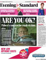 London Evening Standard () Newspaper Front Page for 21 January 2019