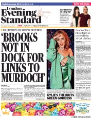 London Evening Standard () Newspaper Front Page for 21 February 2014