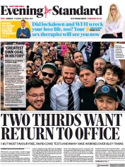 London Evening Standard () Newspaper Front Page for 21 April 2021