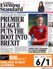 London Evening Standard () Newspaper Front Page for 21 June 2016