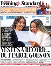 London Evening Standard () Newspaper Front Page for 21 August 2020