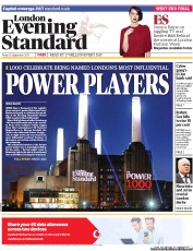 London Evening Standard () Newspaper Front Page for 21 September 2013