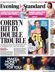 London Evening Standard () Newspaper Front Page for 21 September 2019