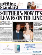 London Evening Standard () Newspaper Front Page for 22 October 2016