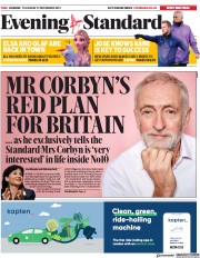 London Evening Standard () Newspaper Front Page for 22 November 2019