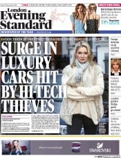 London Evening Standard () Newspaper Front Page for 22 December 2014