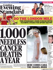 London Evening Standard () Newspaper Front Page for 22 January 2014