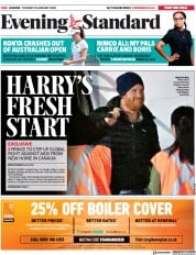 London Evening Standard () Newspaper Front Page for 22 January 2020