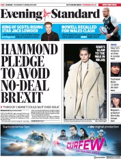 London Evening Standard () Newspaper Front Page for 22 February 2019