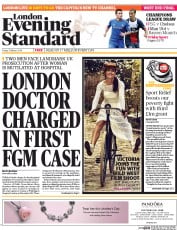 London Evening Standard () Newspaper Front Page for 22 March 2014