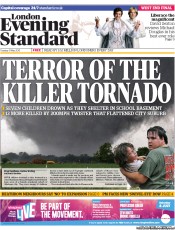 London Evening Standard () Newspaper Front Page for 22 May 2013