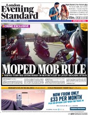 London Evening Standard () Newspaper Front Page for 22 May 2017