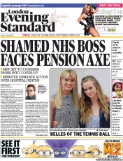 London Evening Standard () Newspaper Front Page for 22 June 2013